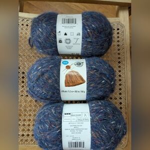 Blue Tweed Yarn Skeins